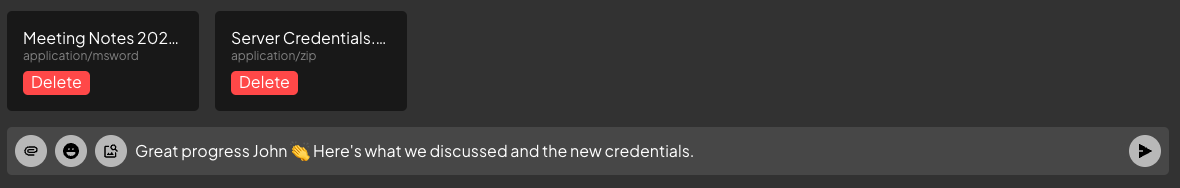 Chat field with attachments